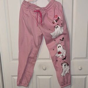 Wound Up Pink Ghost Print Joggers